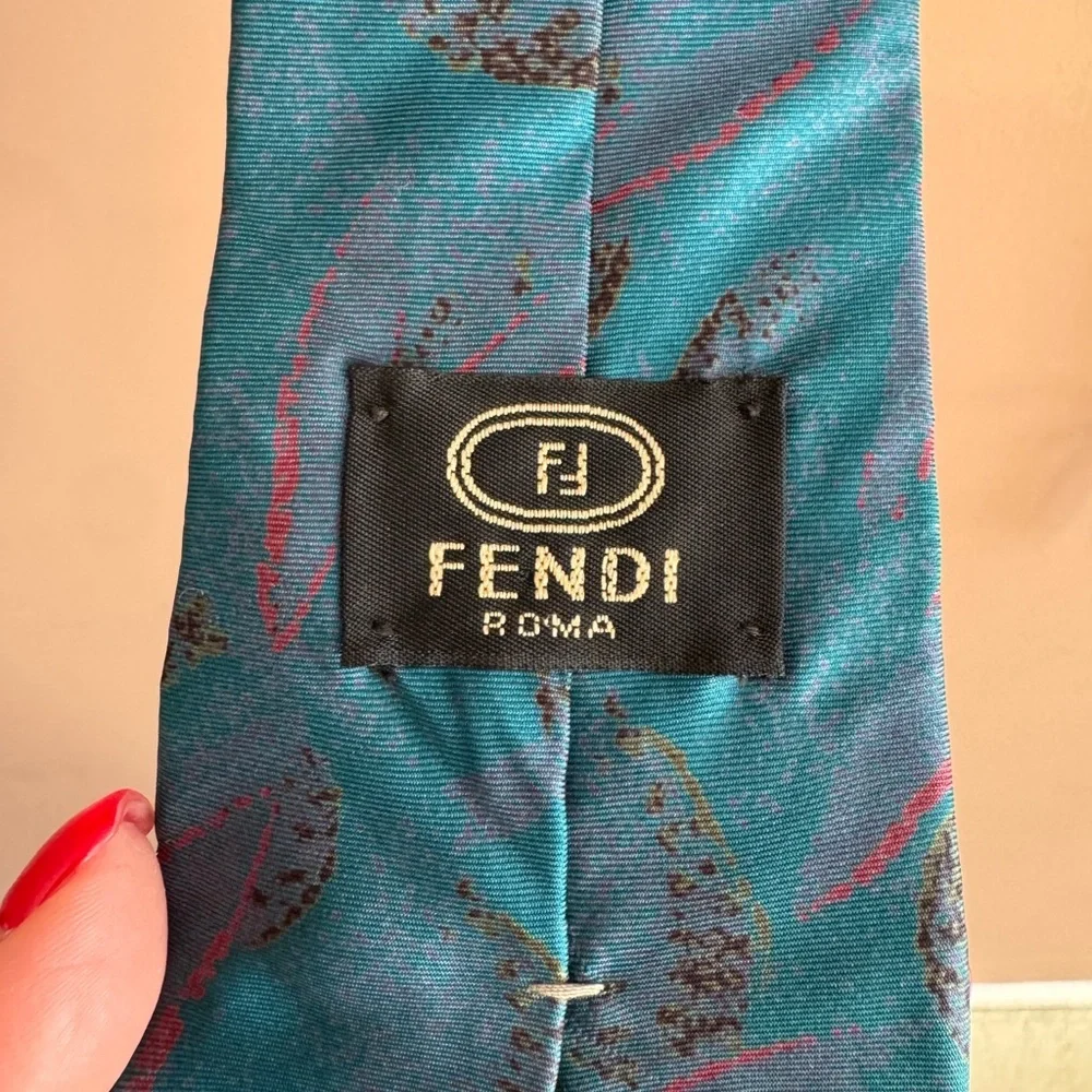 Fendi Teal and Black Men's Tie
